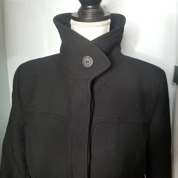 Reiss Capulet Black 100% Wool Peacoat Jacket Size Medium - Picture 4 of 7